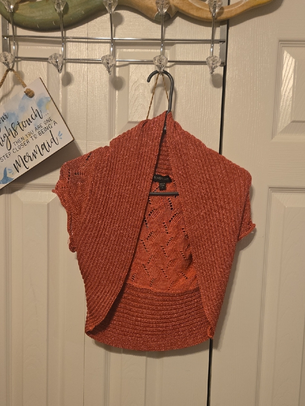 bebe Metallic Rust Open-Front Short Sleeve Shrug